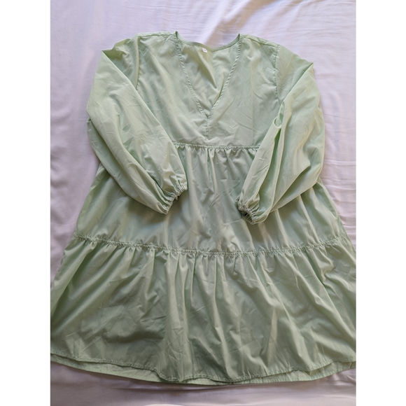 Shein Solid V-neck Smock Dress - Picture 2 of 7